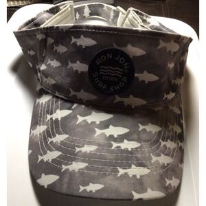 RON JON Surf Shop Visor Grey With Sharks Adjustable Strap‎ Used Great Condition